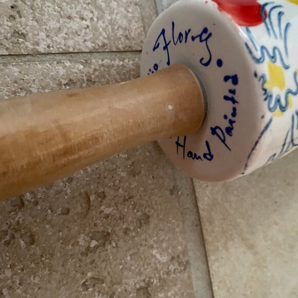 ANTHROPOLOGIE Floral Sissinghurst Castle Estudio Flores Hand Painted Rolling Pin - Picture 3 of 3